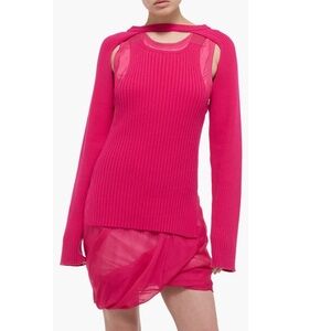 Brand New w Tag Helmut Land Women's Pink Ribbed Shrug Bolero Top